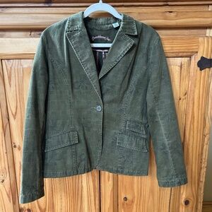 Caribbean Joe Jacket Army Green Floral print 100% Cotton Women's‎ Size 10